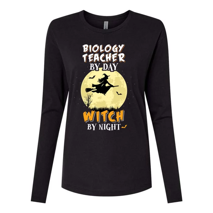 Biology Teacher By Day Witch By Night Cool Gift Funny Womens Cotton Relaxed Long Sleeve T-Shirt