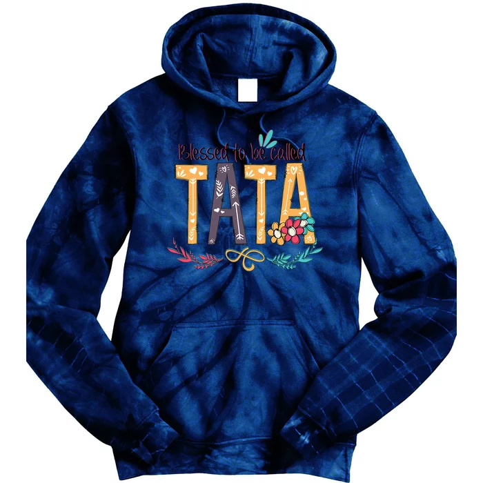 Blessed To Be Called Tata Colorful Grandma Gifts Tie Dye Hoodie