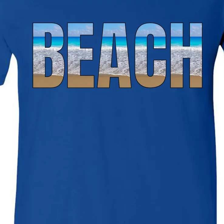 Beach The Beach Is My Happy Place Life Is Better At Beach Great Gift V-Neck T-Shirt