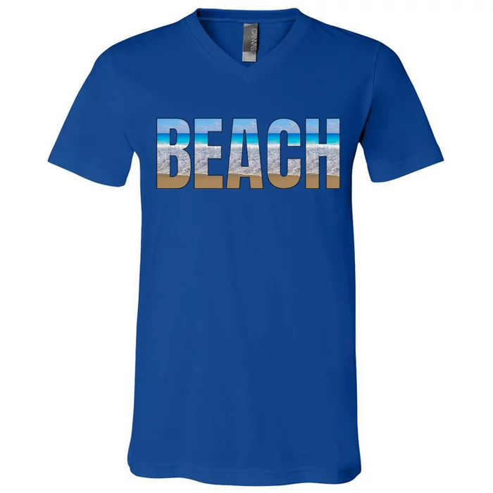 Beach The Beach Is My Happy Place Life Is Better At Beach Great Gift V-Neck T-Shirt