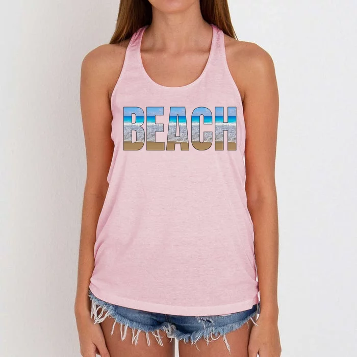 Beach The Beach Is My Happy Place Life Is Better At Beach Great Gift Women's Knotted Racerback Tank