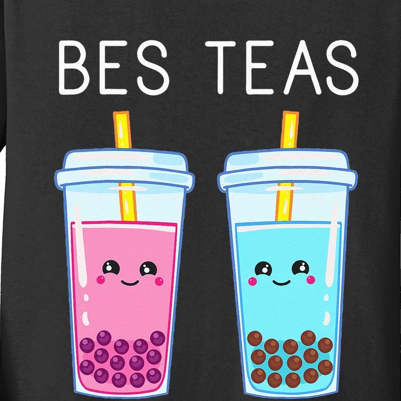 Bubble Tea Boba Tapioca Pearls Milk Drink Kawaii Friend Kids Long Sleeve Shirt