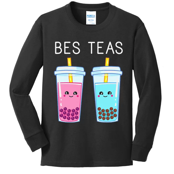 Bubble Tea Boba Tapioca Pearls Milk Drink Kawaii Friend Kids Long Sleeve Shirt