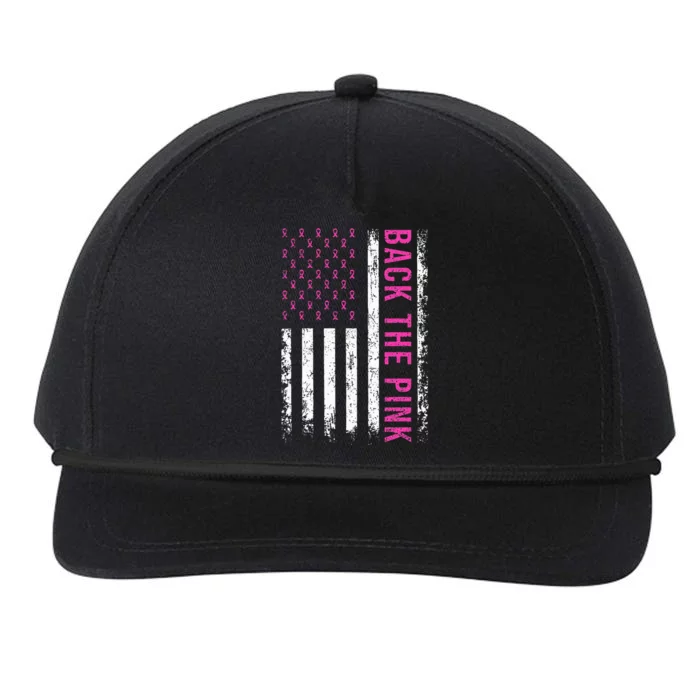 Back The Breast Cancer Awareness American Flag Snapback Five-Panel Rope Hat