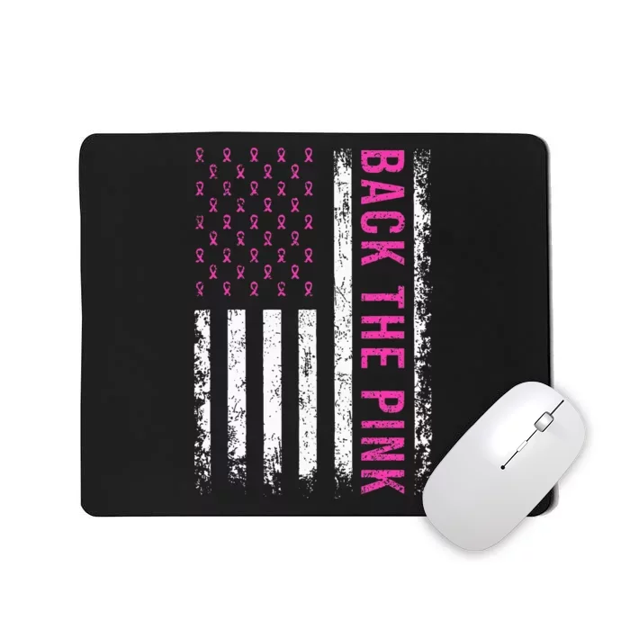 Back The Breast Cancer Awareness American Flag Mousepad