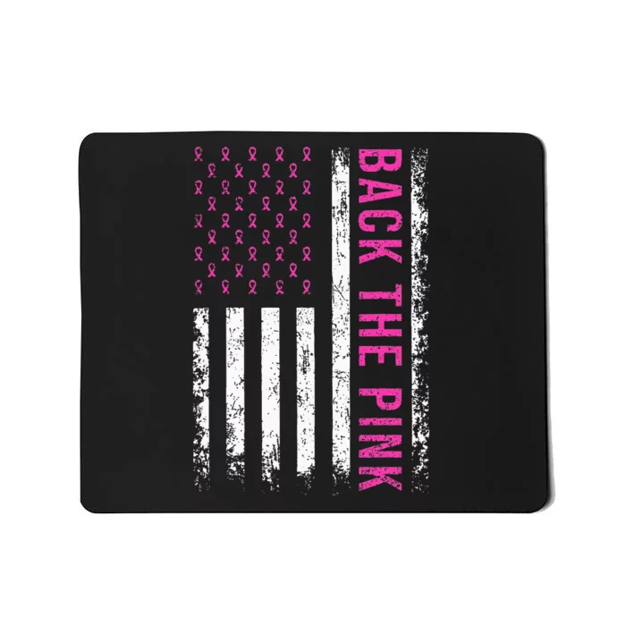 Back The Breast Cancer Awareness American Flag Mousepad