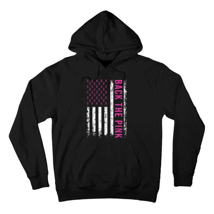 Back The Breast Cancer Awareness American Flag Tall Hoodie