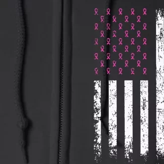 Back The Breast Cancer Awareness American Flag Full Zip Hoodie