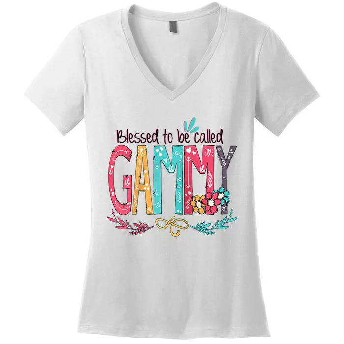 Blessed To Be Called Gammy Colorful For Grandma Gifts Women's V-Neck T-Shirt