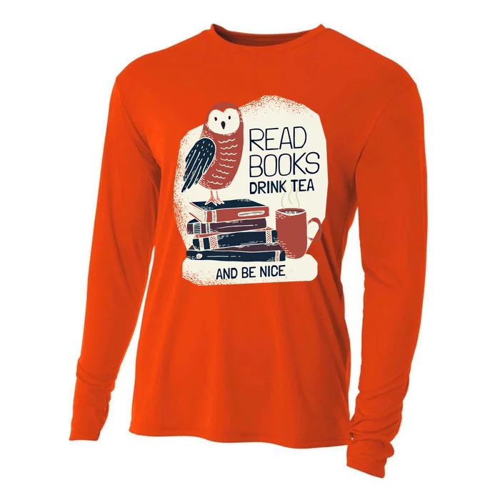 BookLover Tea Books Owl Bookworm Cute Gift Cooling Performance Long Sleeve Crew