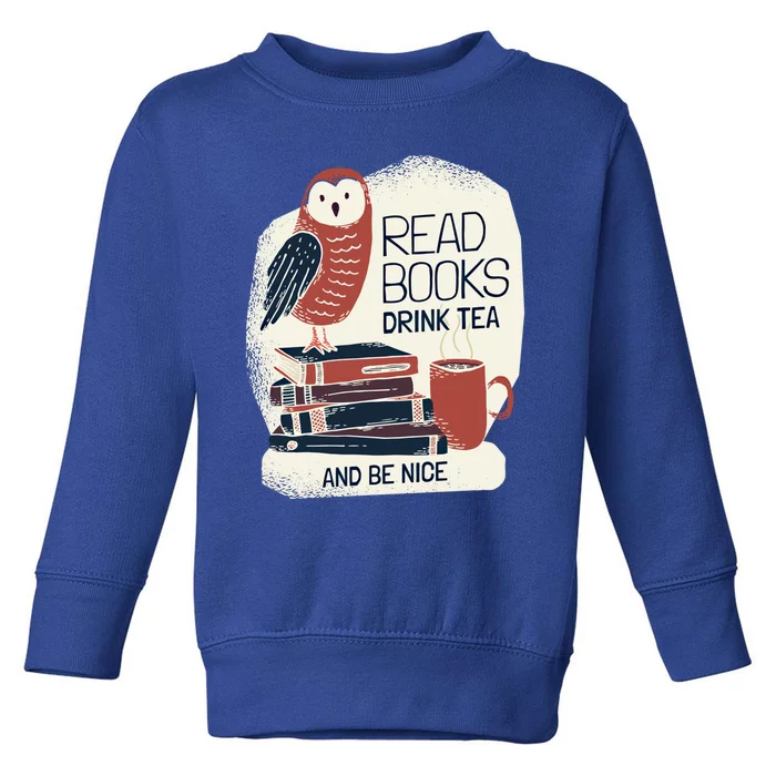 BookLover Tea Books Owl Bookworm Cute Gift Toddler Sweatshirt