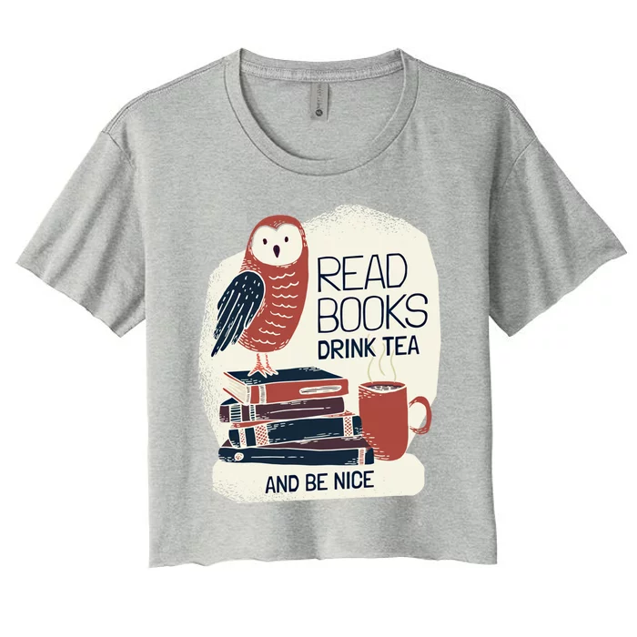 BookLover Tea Books Owl Bookworm Cute Gift Women's Crop Top Tee