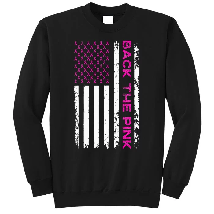 Back The Breast Cancer Awareness Flag Tall Sweatshirt