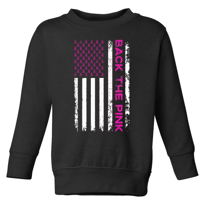 Back The Breast Cancer Awareness Flag Toddler Sweatshirt