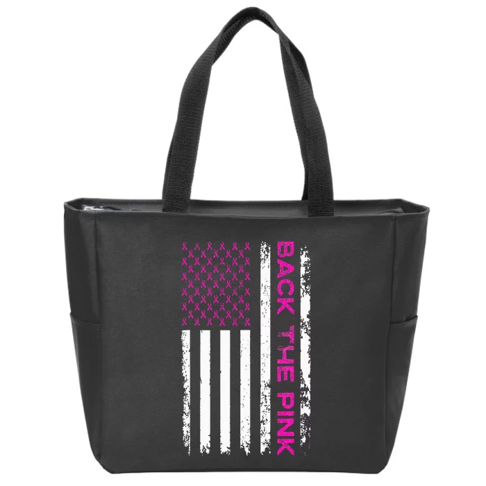 Back The Breast Cancer Awareness Flag Zip Tote Bag