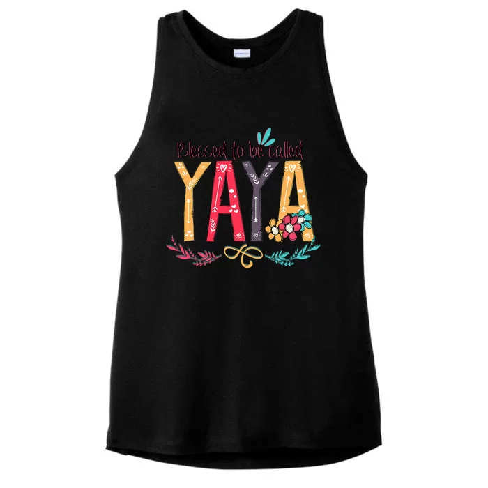 Blessed To Be Called Yaya Colorful Grandma Ladies Tri-Blend Wicking Tank