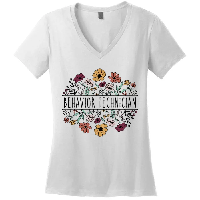 Behavior Technician Behavioral Tech Registered Behavior Women's V-Neck T-Shirt