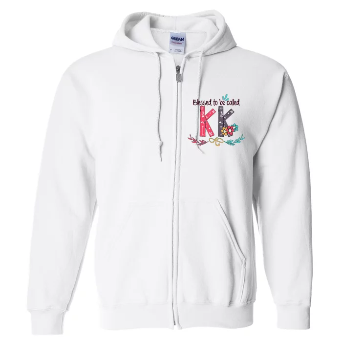 Blessed To Be Called Kk Colorful For Grandma Gifts Full Zip Hoodie