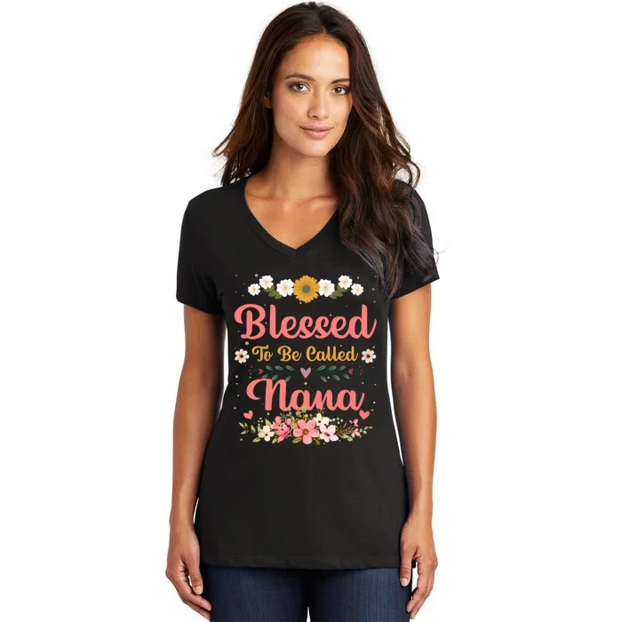 Blessed To Be Called Nina Mothers Day Women's V-Neck T-Shirt