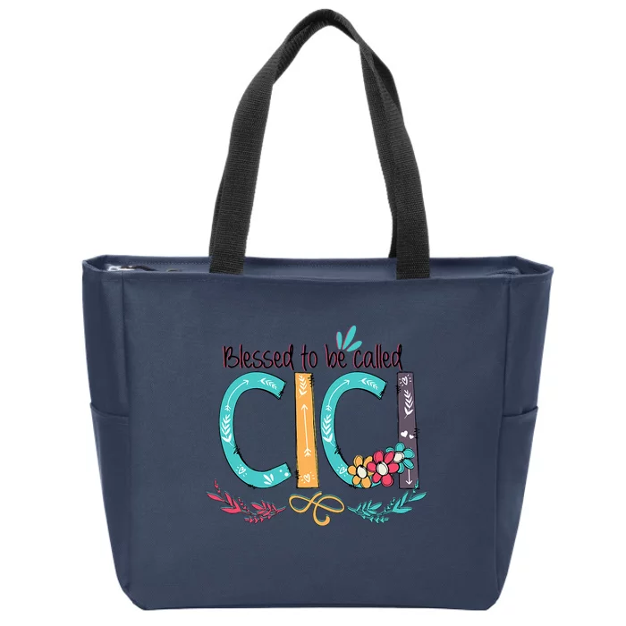 Blessed To Be Called Cici Colorful Grandma Zip Tote Bag