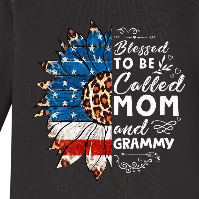 Blessed To Be Called Mom And Grammy Sunflower Baby Long Sleeve Bodysuit