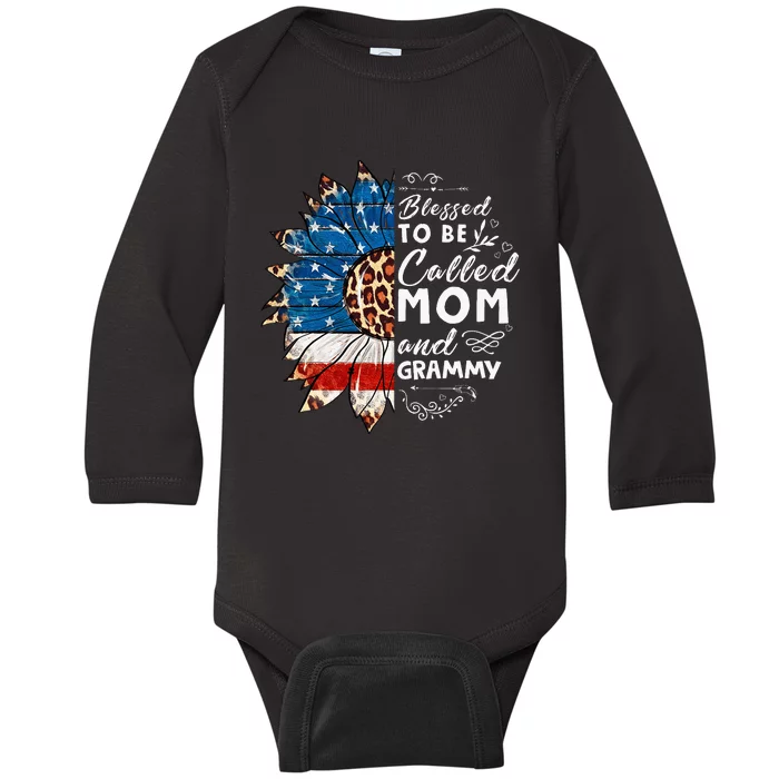 Blessed To Be Called Mom And Grammy Sunflower Baby Long Sleeve Bodysuit