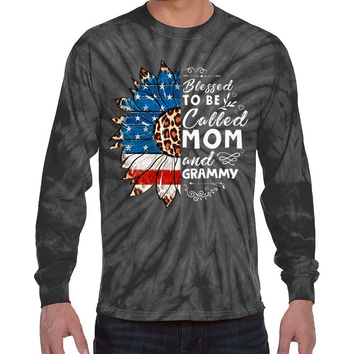 Blessed To Be Called Mom And Grammy Sunflower Tie-Dye Long Sleeve Shirt