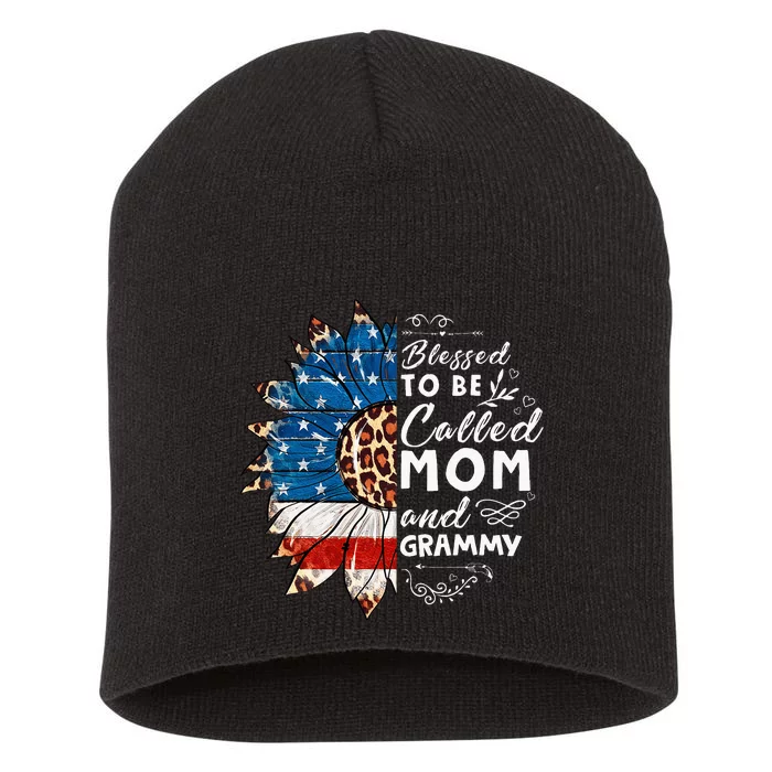 Blessed To Be Called Mom And Grammy Sunflower Short Acrylic Beanie