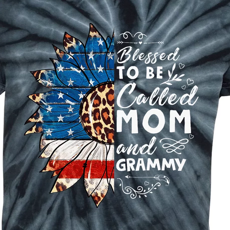 Blessed To Be Called Mom And Grammy Sunflower Kids Tie-Dye T-Shirt