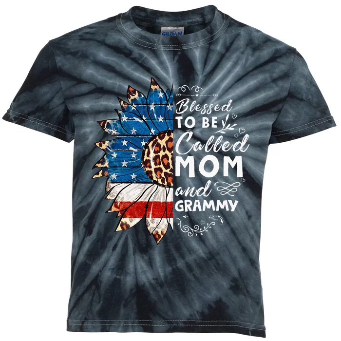 Blessed To Be Called Mom And Grammy Sunflower Kids Tie-Dye T-Shirt