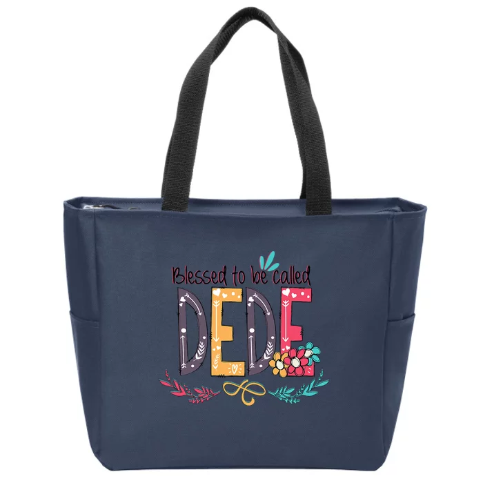 Blessed To Be Called Dede Colorful Grandma Zip Tote Bag