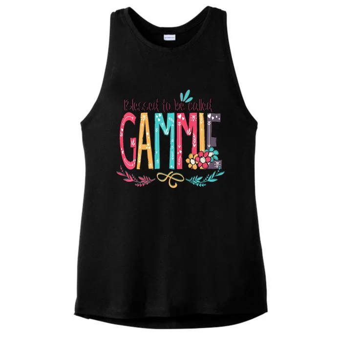 Blessed To Be Called Gammie Colorful Grandma Ladies Tri-Blend Wicking Tank