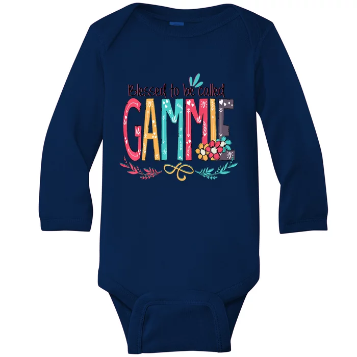 Blessed To Be Called Gammie Colorful Grandma Baby Long Sleeve Bodysuit