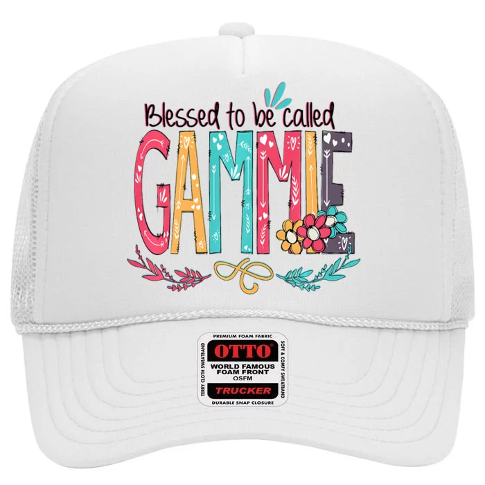 Blessed To Be Called Gammie Colorful Grandma High Crown Mesh Trucker Hat