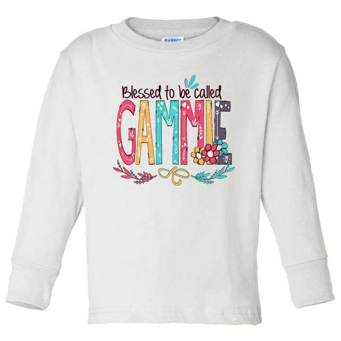 Blessed To Be Called Gammie Colorful Grandma Toddler Long Sleeve Shirt