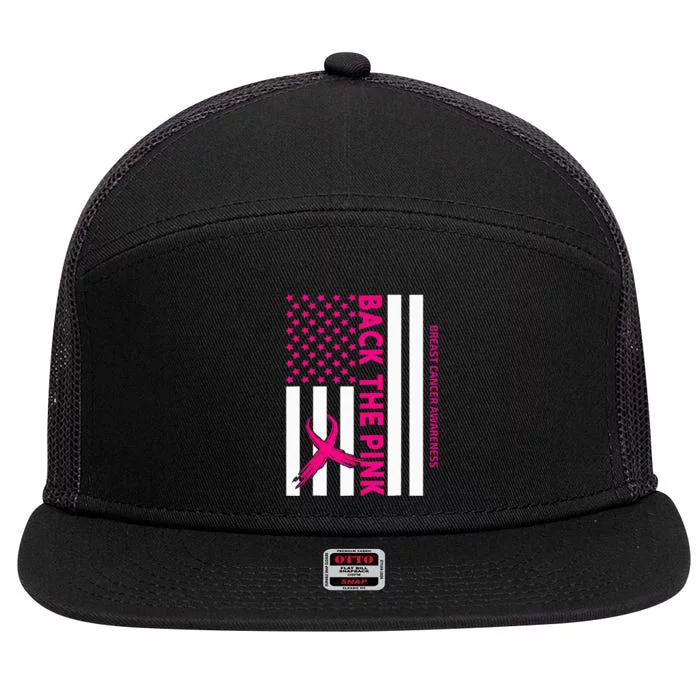 Back The Breast Cancer Awareness Flag 7 Panel Mesh Trucker Snapback Hat