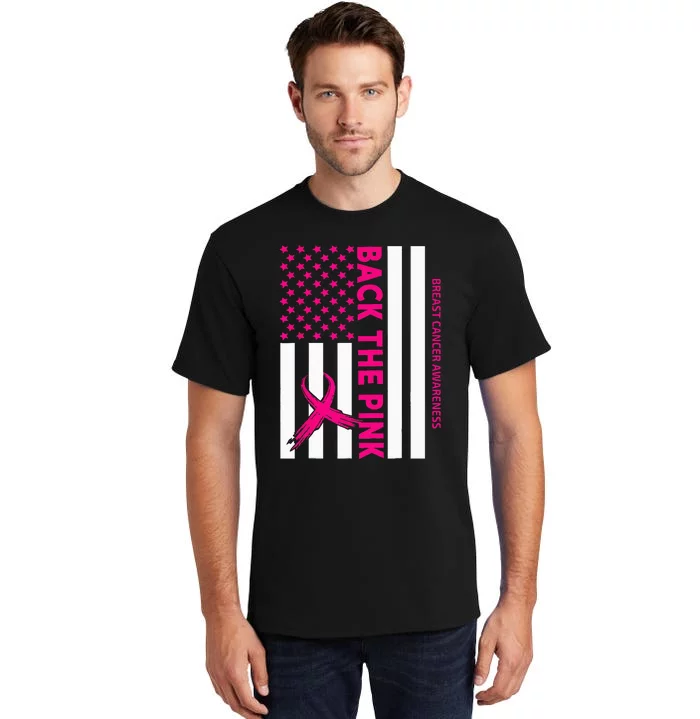 Back The Breast Cancer Awareness Flag Tall T-Shirt