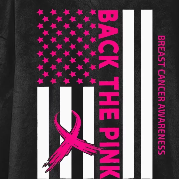 Back The Breast Cancer Awareness Flag Hooded Wearable Blanket