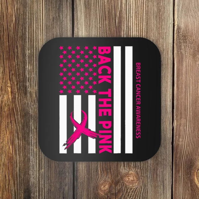 Back The Breast Cancer Awareness Flag Coaster