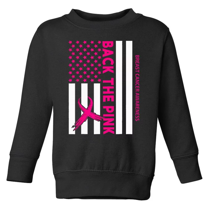 Back The Breast Cancer Awareness Flag Toddler Sweatshirt