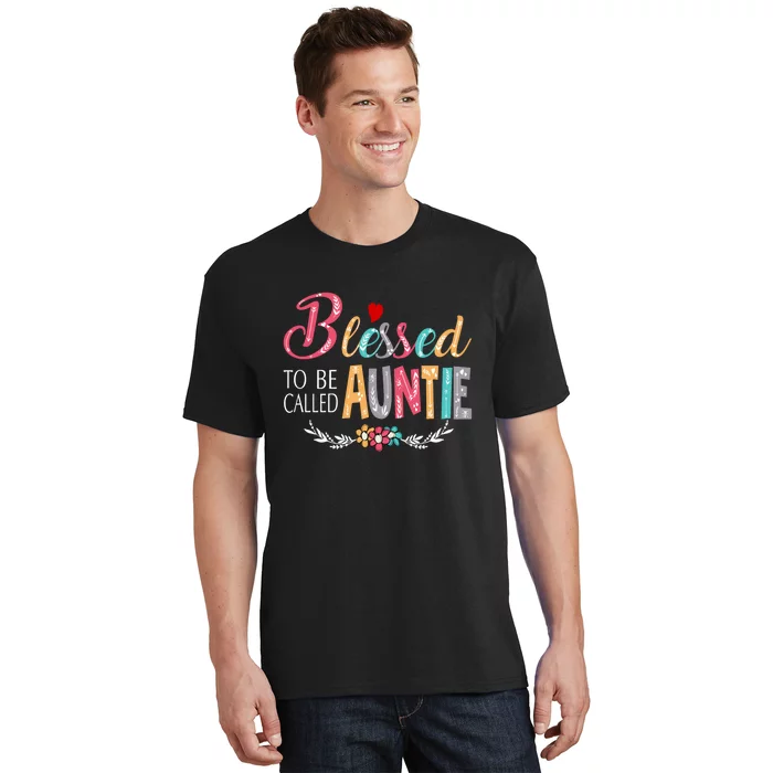 Blessed To Be Called Auntie Colorful Art MotherS Day T-Shirt