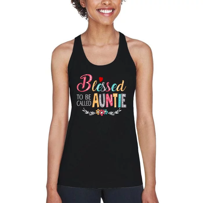 Blessed To Be Called Auntie Colorful Art MotherS Day Women's Racerback Tank