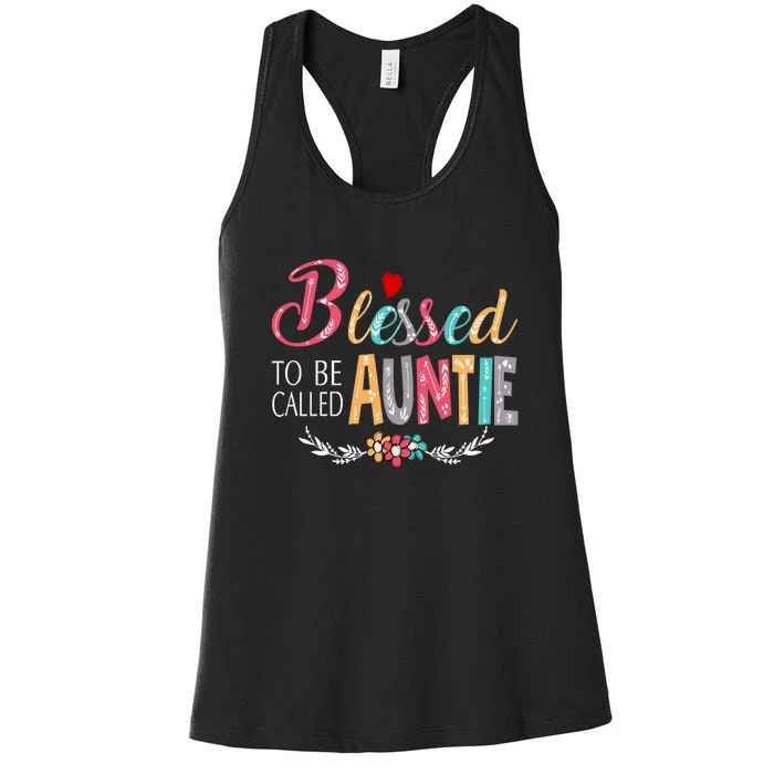 Blessed To Be Called Auntie Colorful Art MotherS Day Women's Racerback Tank