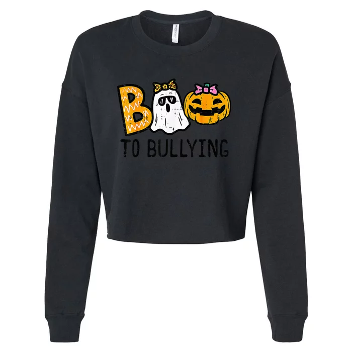 Boo To Bullying Ghost Pumpkin Orange Anti Bully Unity Day Cropped Pullover Crew