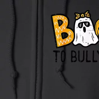 Boo To Bullying Ghost Pumpkin Orange Anti Bully Unity Day Full Zip Hoodie