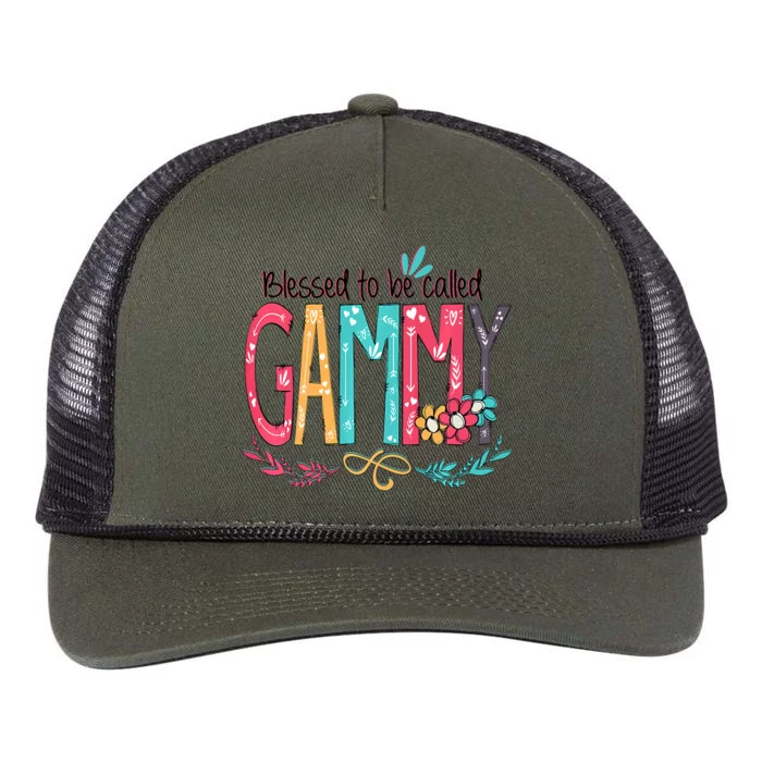 Blessed To Be Called Gammy Colorful Grandma Retro Rope Trucker Hat Cap