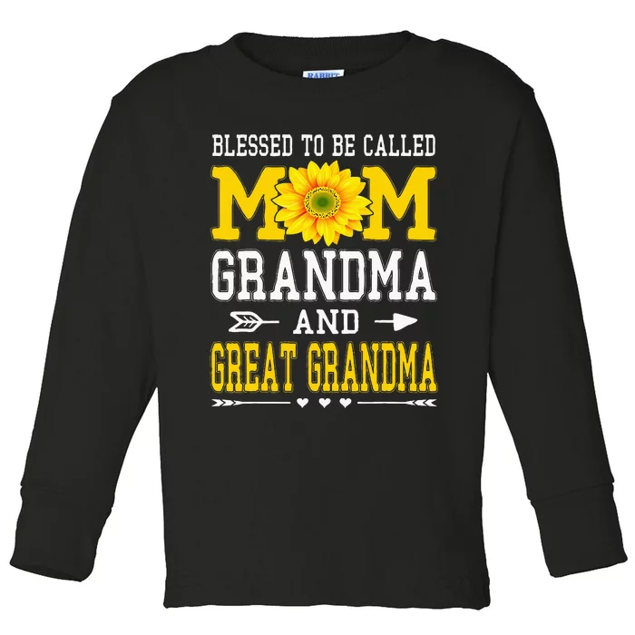 Blessed To Be Called Mom Grandma Great Grandma MotherS Day Toddler Long Sleeve Shirt