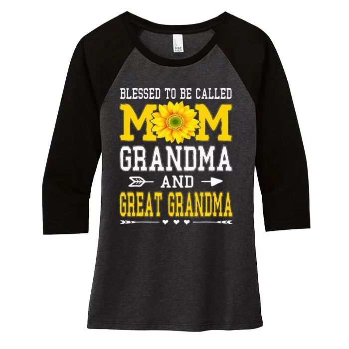 Blessed To Be Called Mom Grandma Great Grandma MotherS Day Women's Tri-Blend 3/4-Sleeve Raglan Shirt