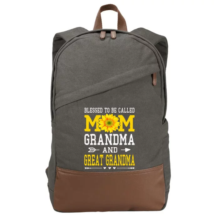 Blessed To Be Called Mom Grandma Great Grandma MotherS Day Cotton Canvas Backpack