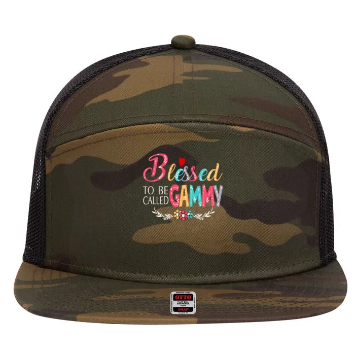 Blessed To Be Called Gammy Colorful Art 7 Panel Mesh Trucker Snapback Hat